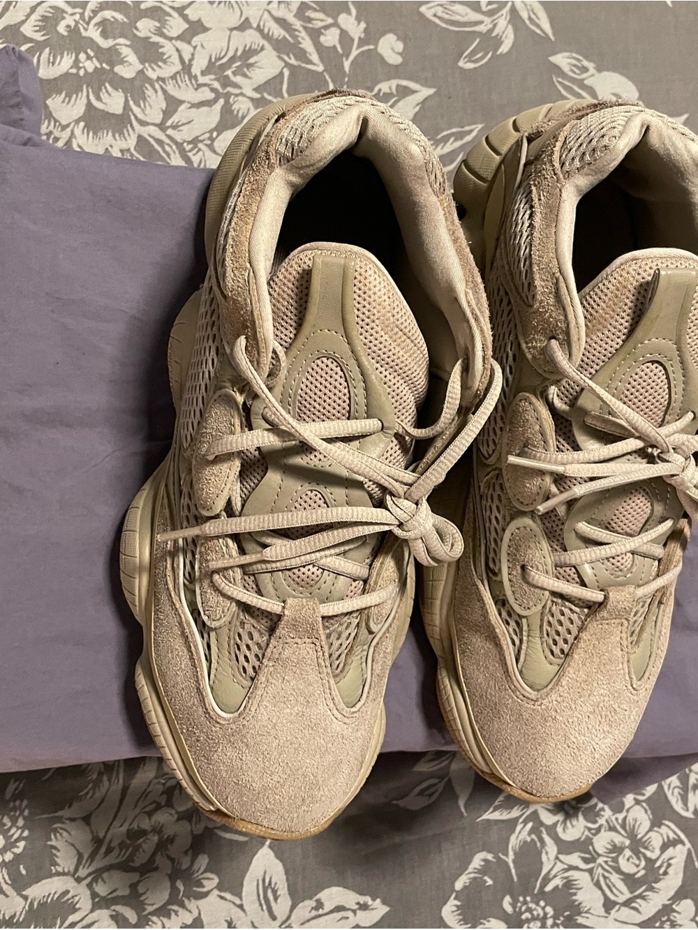 Yeezy Neutral Tan Suede Mesh Sneakers